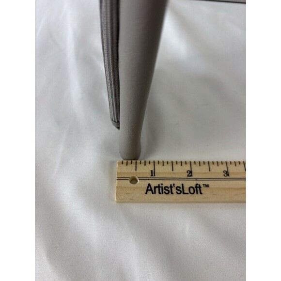 Michael Kors Light Grey Leather Wallet Envelope Clutch Snap Close Zipper Pocket - Picture 7 of 9